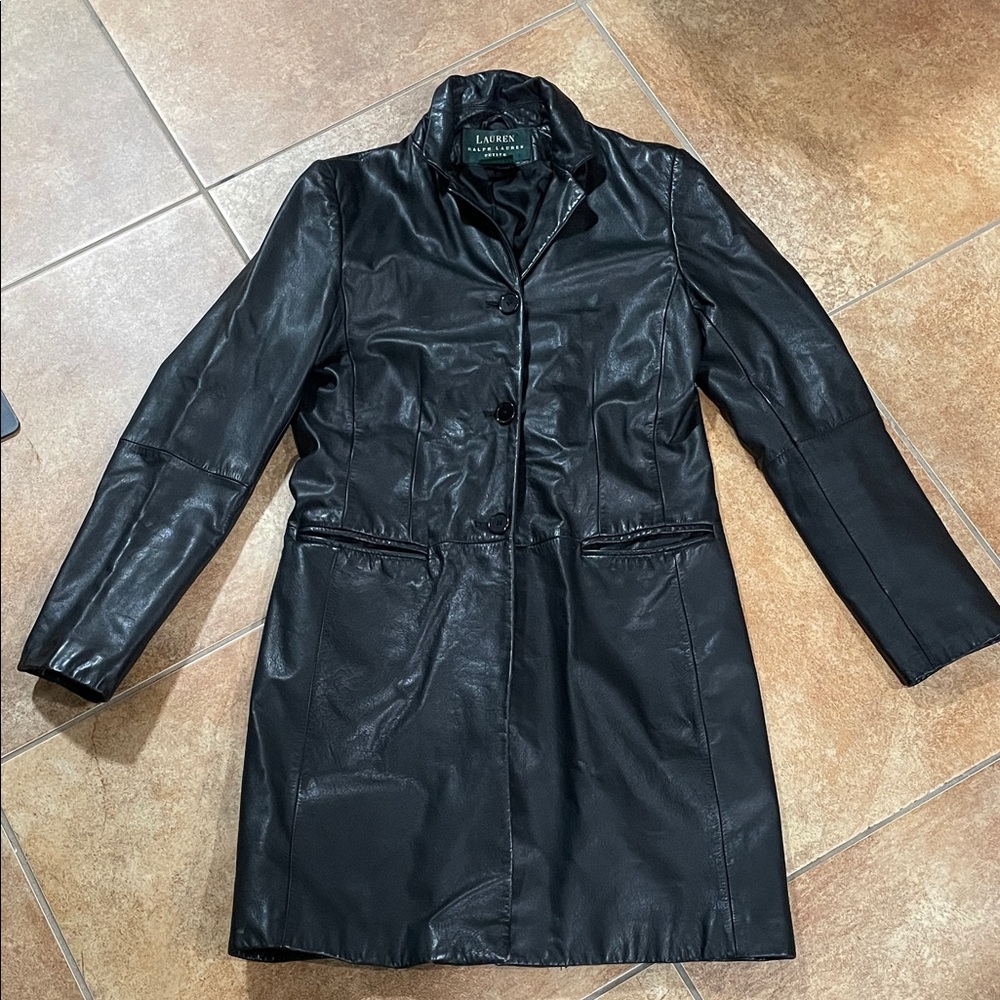 Lauren Ralph Lauren Black Leather Coat